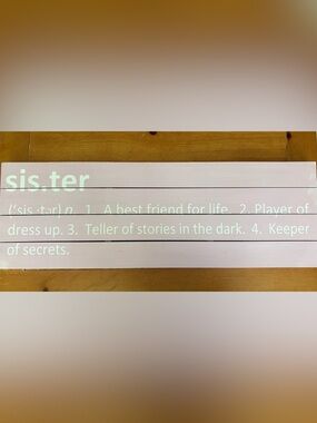 Pottery Barn Sister Wooden Sign, Pink, New